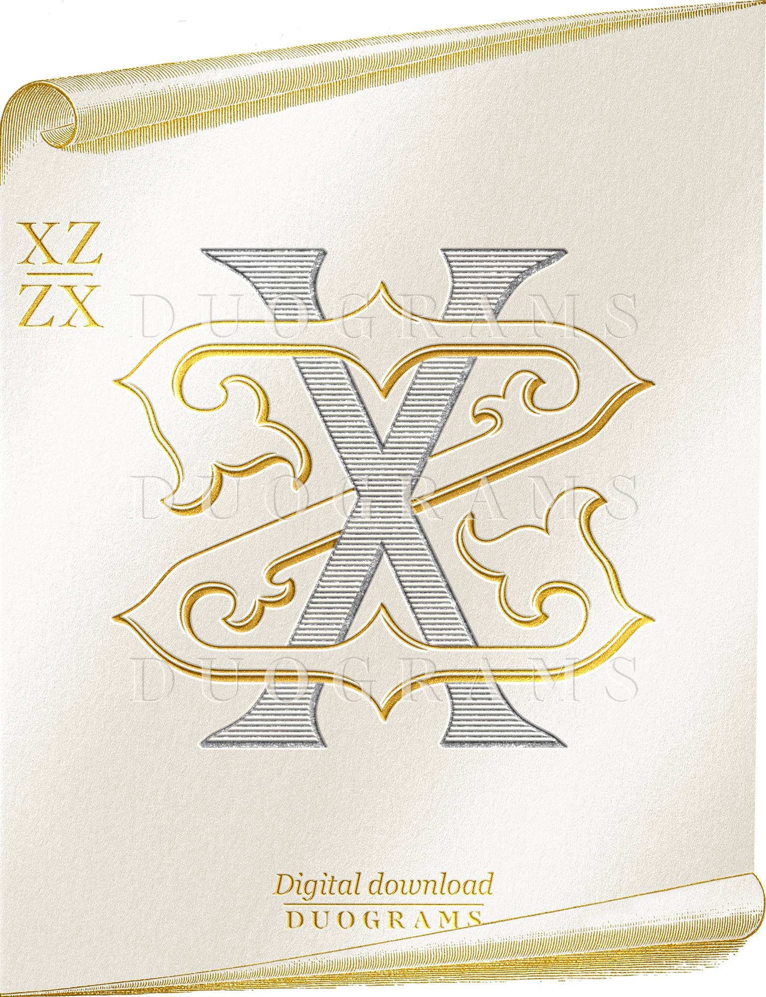 やま様オーダーページ XZ ZX Wedding Monogram Letters X Z Two Letter Monogram Initials