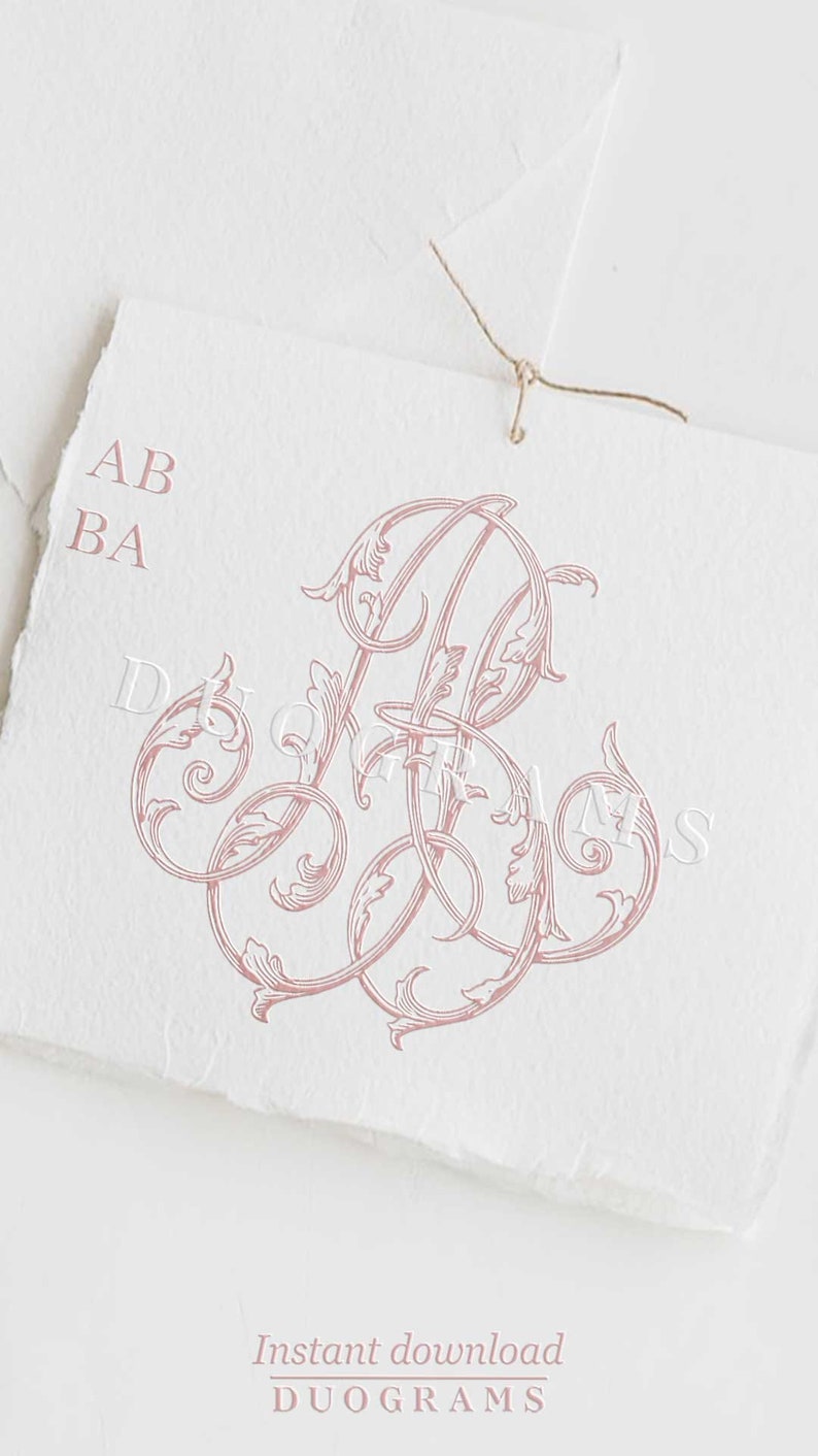 AB BA Vintage Wedding Monogram Logo Design A B Two Letter Monogram B A ...
