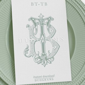 Interlocking Vintage Monogram BT or TB Two Letter Monogram Logo Design ...