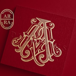 Two Letter monogram  AR or RA Interlocking Wedding Monogram Logo Design A R Wedding initials SVG & Png Instant Download