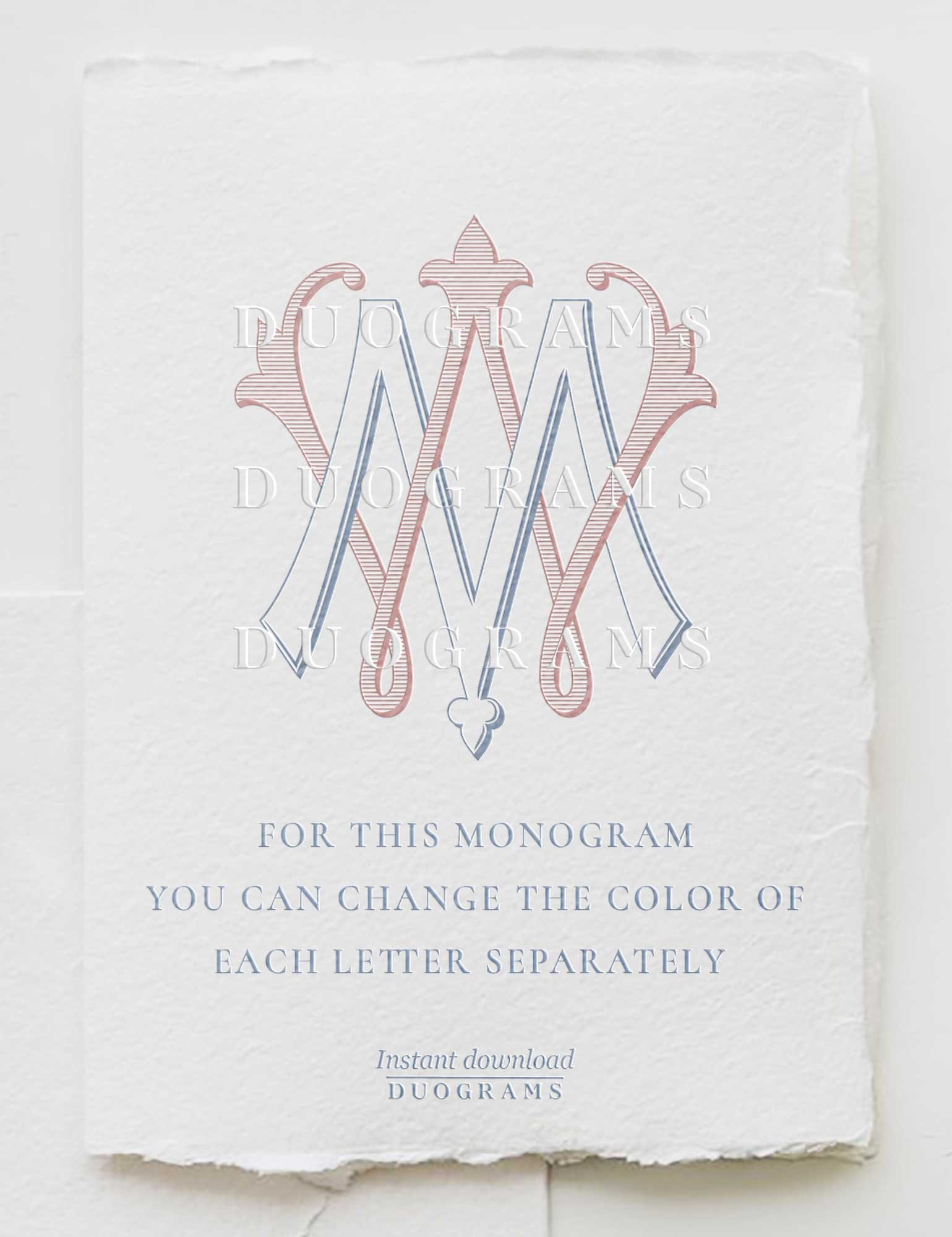 2-letter Wedding Monogram Logo MW or WM Interlocking Monogram Design M ...