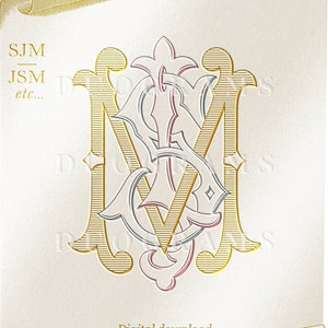 Diseño de logotipo con monograma de boda de 3 letras (SJM, JSM, MSJ, etc.) Descarga instantánea