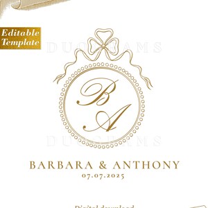 Custom Wedding Crest Logo Design | Wedding Monogram Logo | DIY Logo | Editable Template | Try Before Purchase