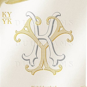 KY YK Wedding Monogram Logo Designs K Y Initials + 2 Free Monogram Wreath SVG