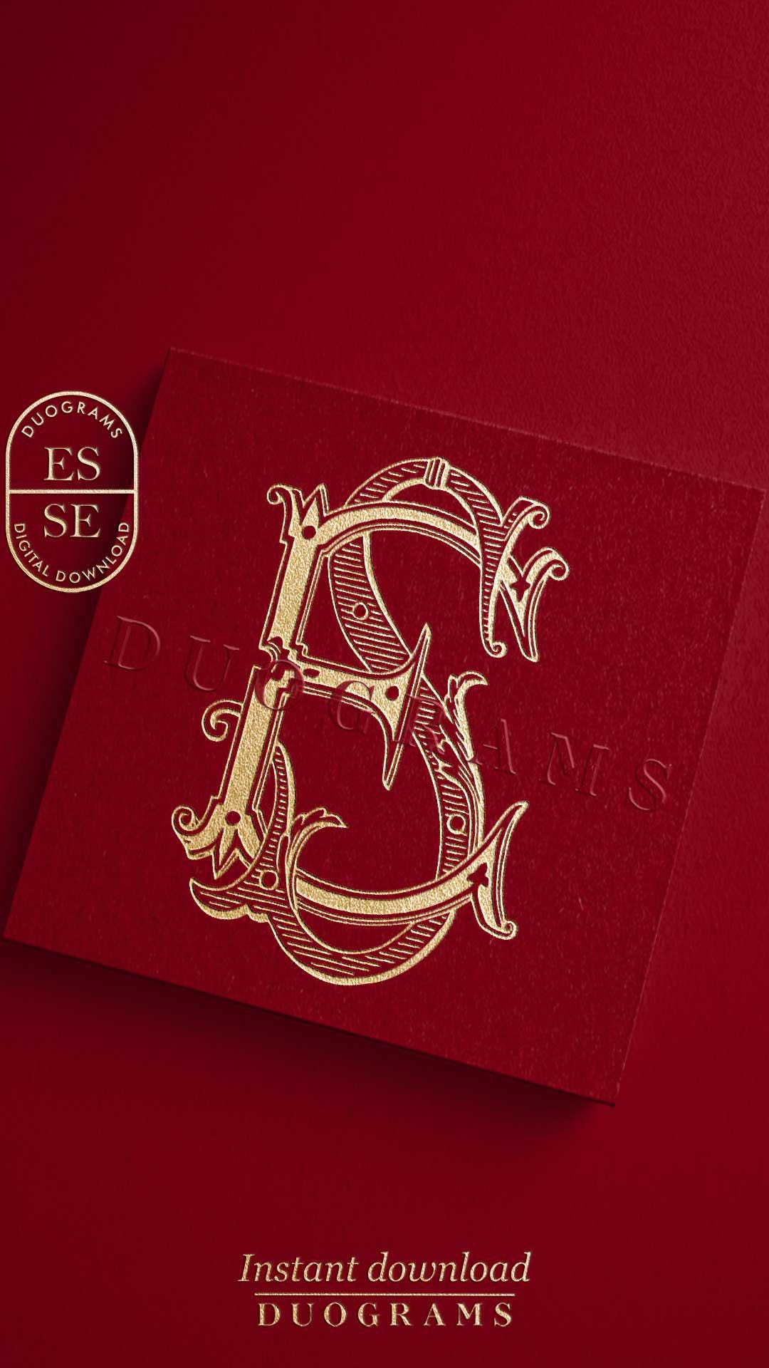 ES SE Vintage Wedding Monogram Logo Design SVG Two Letter Monogram E S ...