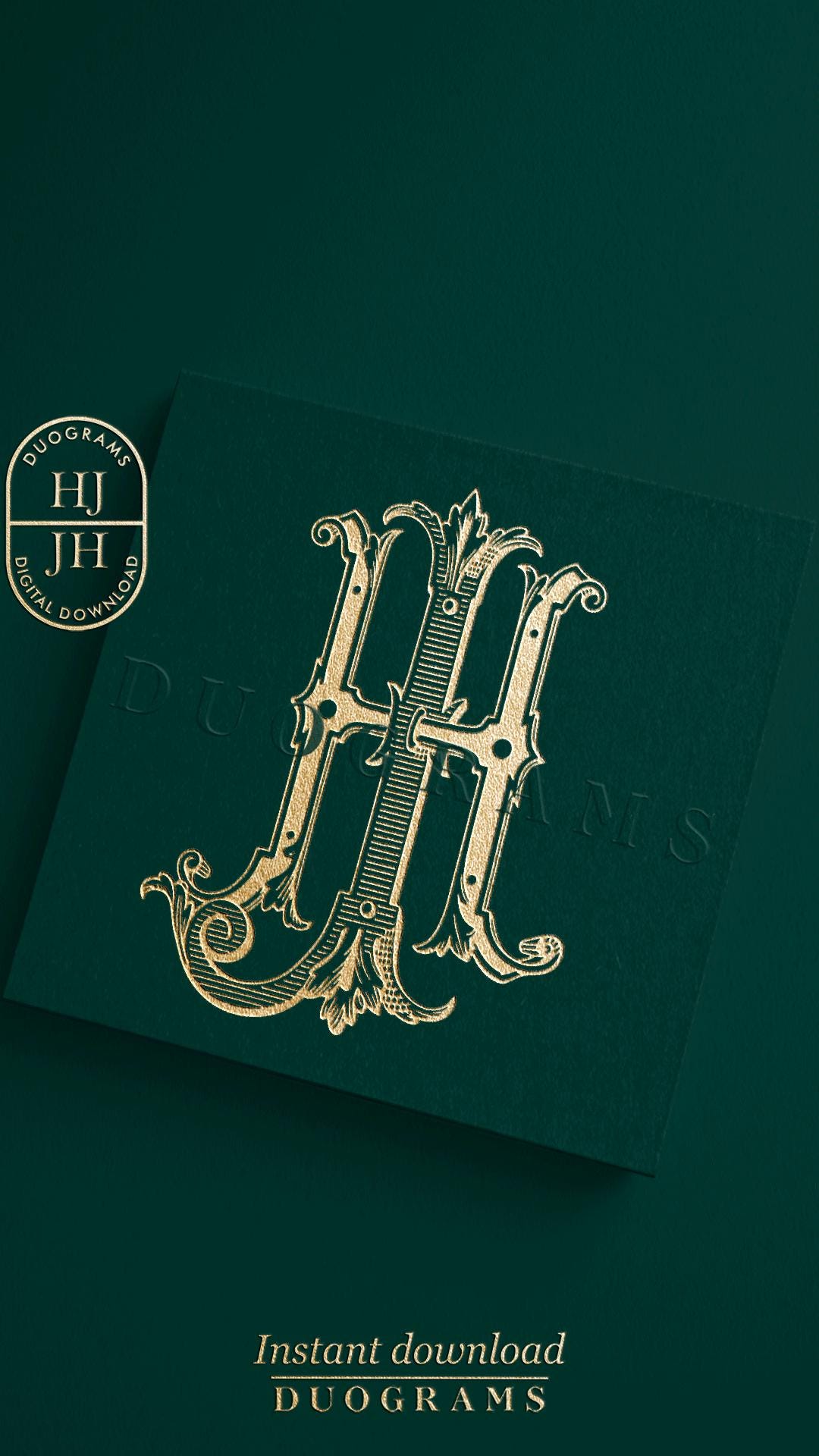 HJ Classic Monogram JH Vintage Monogram Logo Design J H