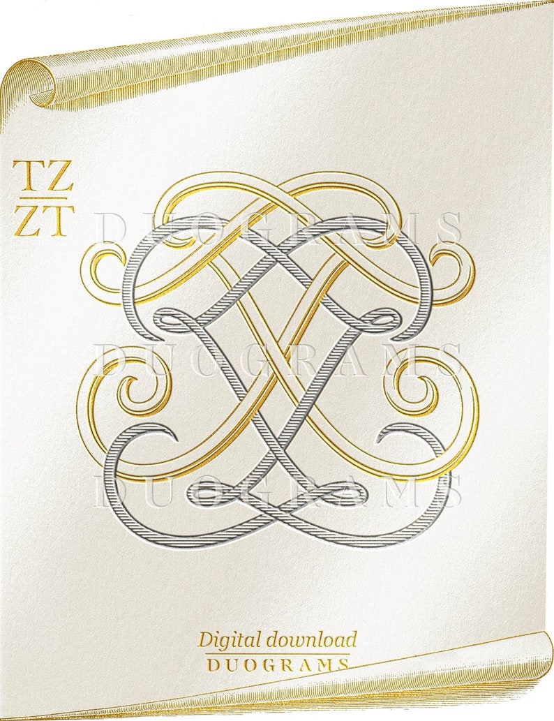 TZ ZT Wedding Monogram Logo Design T Z Two Letter Monogram Initials T Z ...