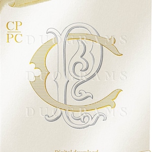 CP PC Vintage Wedding Monogram Logo Design C P Monogramma a due lettere M C Download digitale + 2 ghirlande SVG gratuite