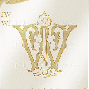 Monograma vintage - JW - WJ - Digital - Monograma de boda - SVG