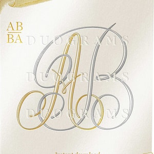 Elegante monograma de boda AB o BA Diseño de logotipo de monograma clásico A B Duograma B A Iniciales de boda SVG y PNG Coronas adicionales