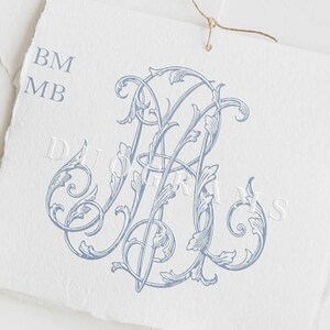 BM MB Vintage bröllopsmonogramlogotypdesign B M tvåbokstavsmonogram M B digital nedladdning + 2 gratis kransar