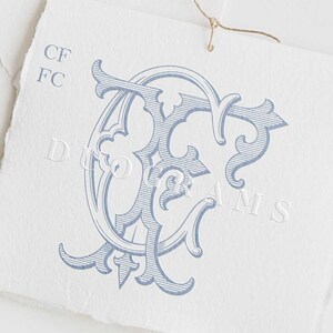 Diseños de logotipos de monograma entrelazado CF FC Duograma CF Iniciales de boda + 2 coronas gratis