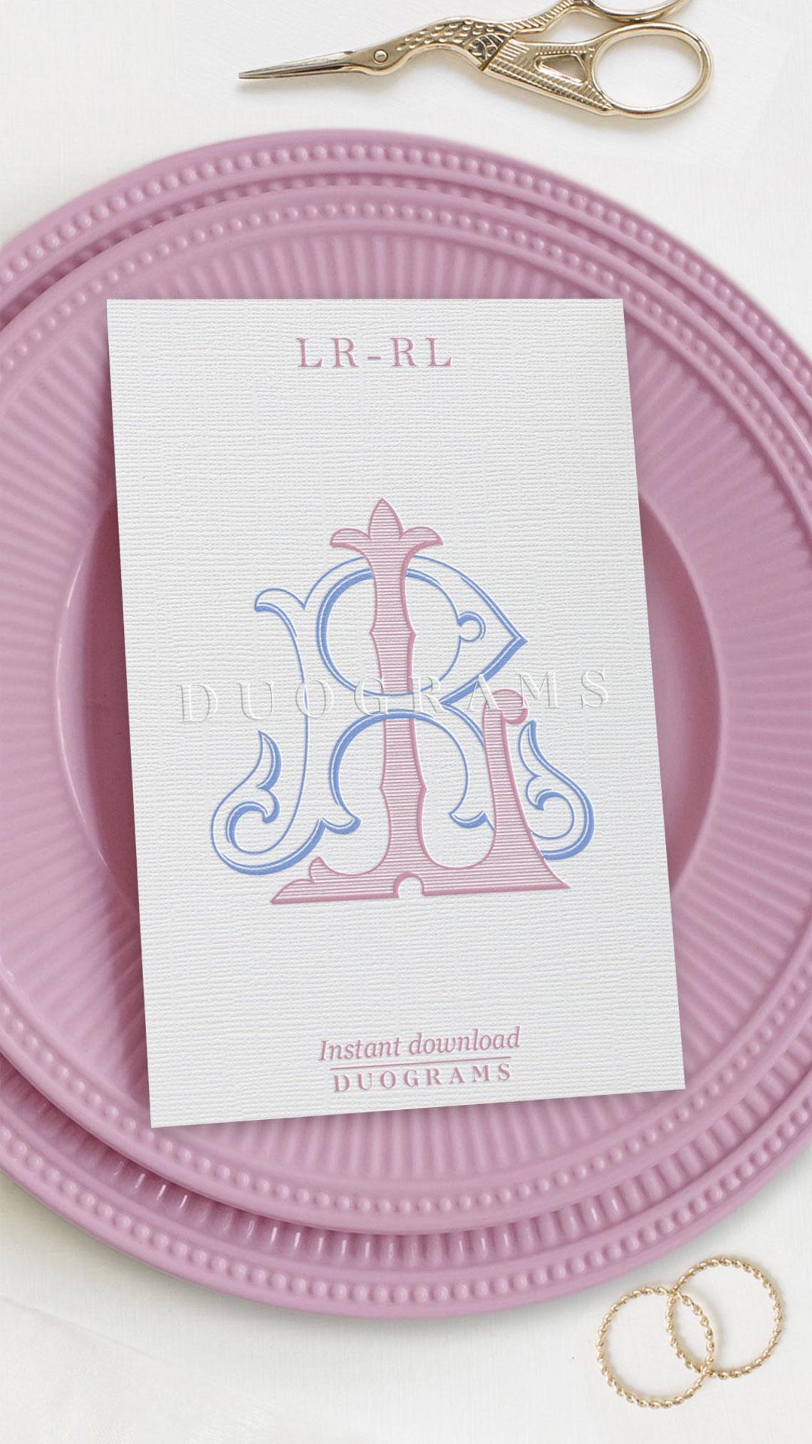 Letter R Interlocking LR Vintage Monogram Logo RL Classic Monogram L R Interlocking Monogram ...