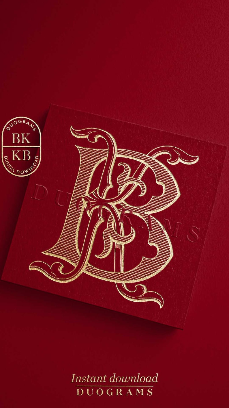 Interlocking Vintage Monogram BK or KB Two Letter Monogram Logo Design ...