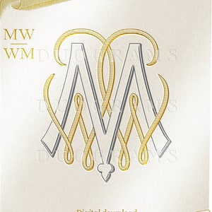 MW WM Wedding Logo Design M W Monogram Wreath SVG