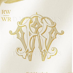 Vintage Wedding Monogram RW WR Digital Download - Etsy