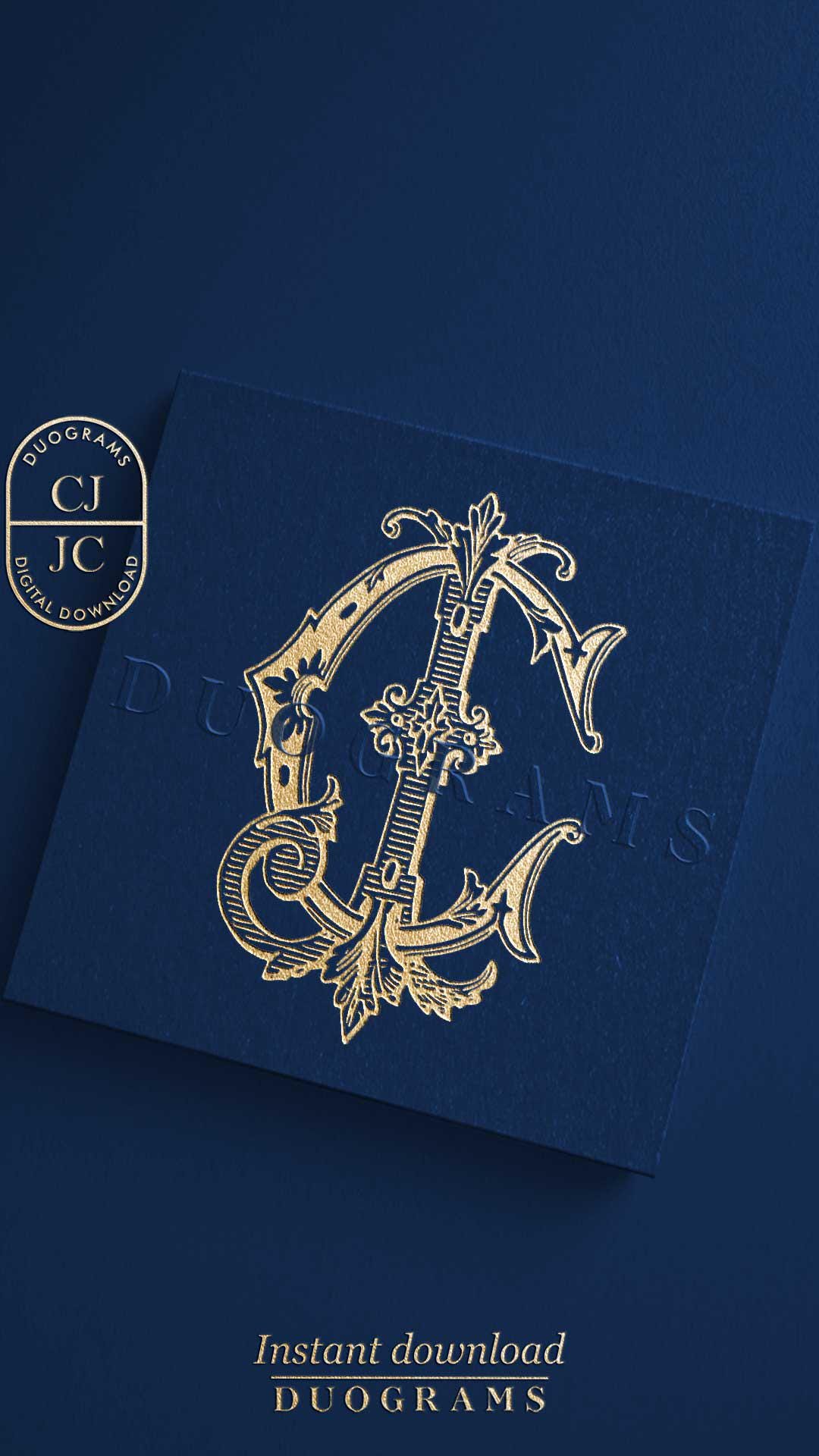 CJ JC Vintage Wedding Monogram Logo Design SVG Two Letters Monogram C J ...