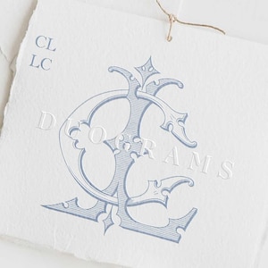 Monograma de boda CL LC Diseño de logotipo de monograma de dos letras C L Iniciales de boda L C Descarga digital SVG y PNG