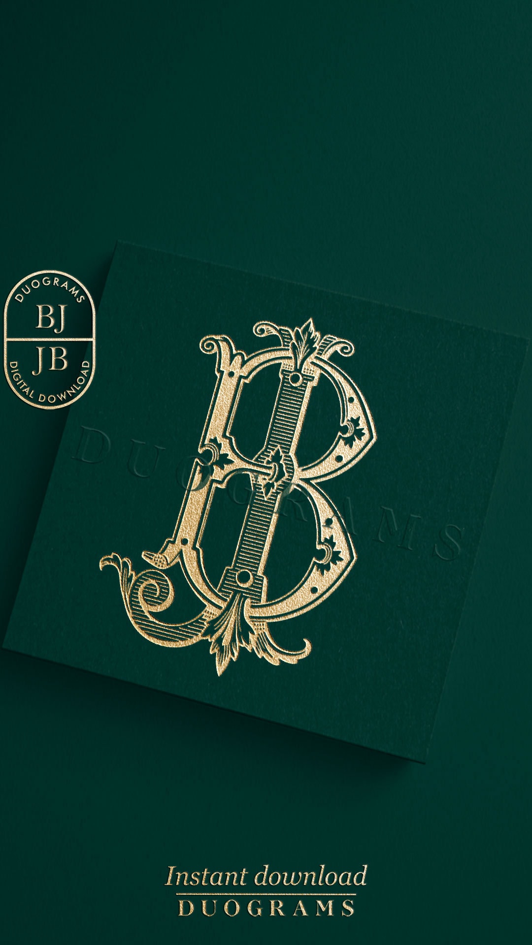 Vintage Monogram BJ or JB Two Letter Monogram Design B J Wedding Logo ...