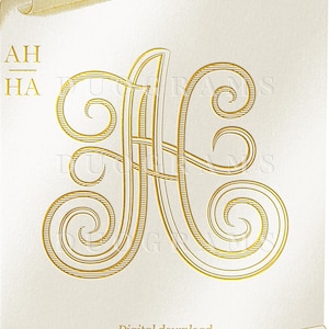 Wedding Monogram Logo Design AH HA Monogram Wreath SVG Digital Download