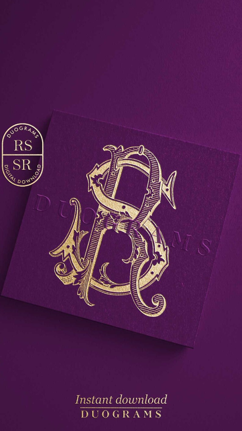 RS SR Vintage Wedding Monogram Logo Design R S 2-letter Monogram S R ...