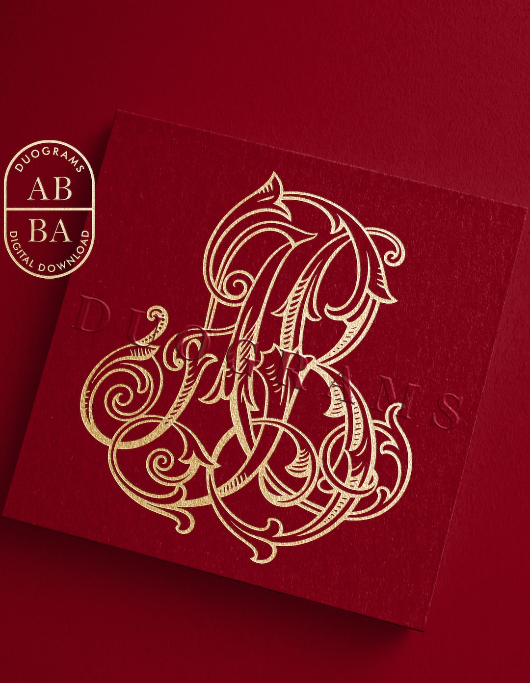 Vintage Wedding Monogram AB or BA Two Letter Monogram Logo Designs SVG ...