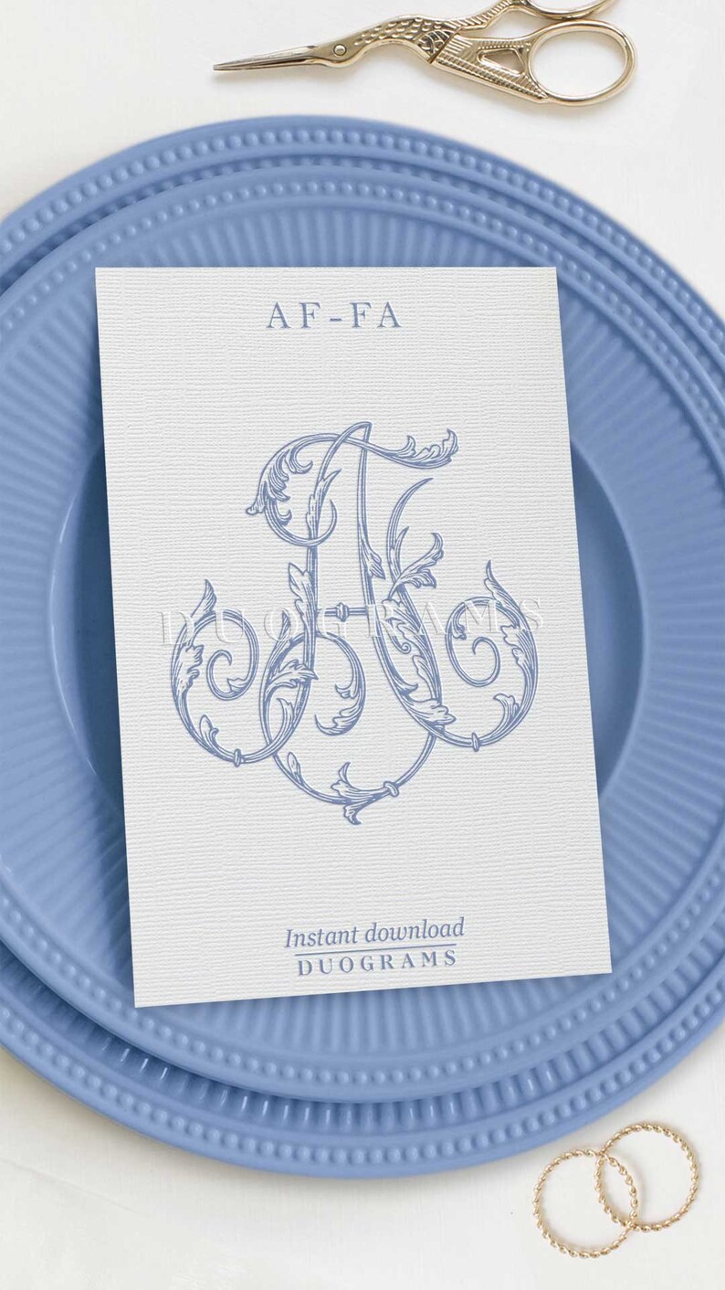 AF FA Vintage Wedding Monogram Logo Design A F Digital Download F A Two ...