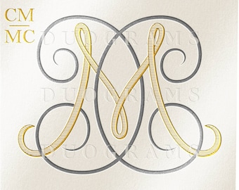 Vintage Monogram Logo Design CM MC Monogram Wreath SVG Digital Download C M
