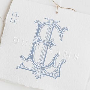 Diseño de logotipo de monograma de boda vintage EL LE SVG Monograma de dos letras E L Descarga digital + 2 coronas gratis