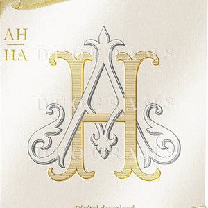 Vintage Wedding Monogram Logo AH HA Digital Download