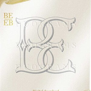 Vintage Wedding Monogram BE or EB, Two Letter Monogram Logo Design ...
