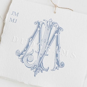Logotipo de monograma de boda JM o MJ Diseño de monograma de dos letras JM Duograma entrelazado SVG y PNG Coronas adicionales