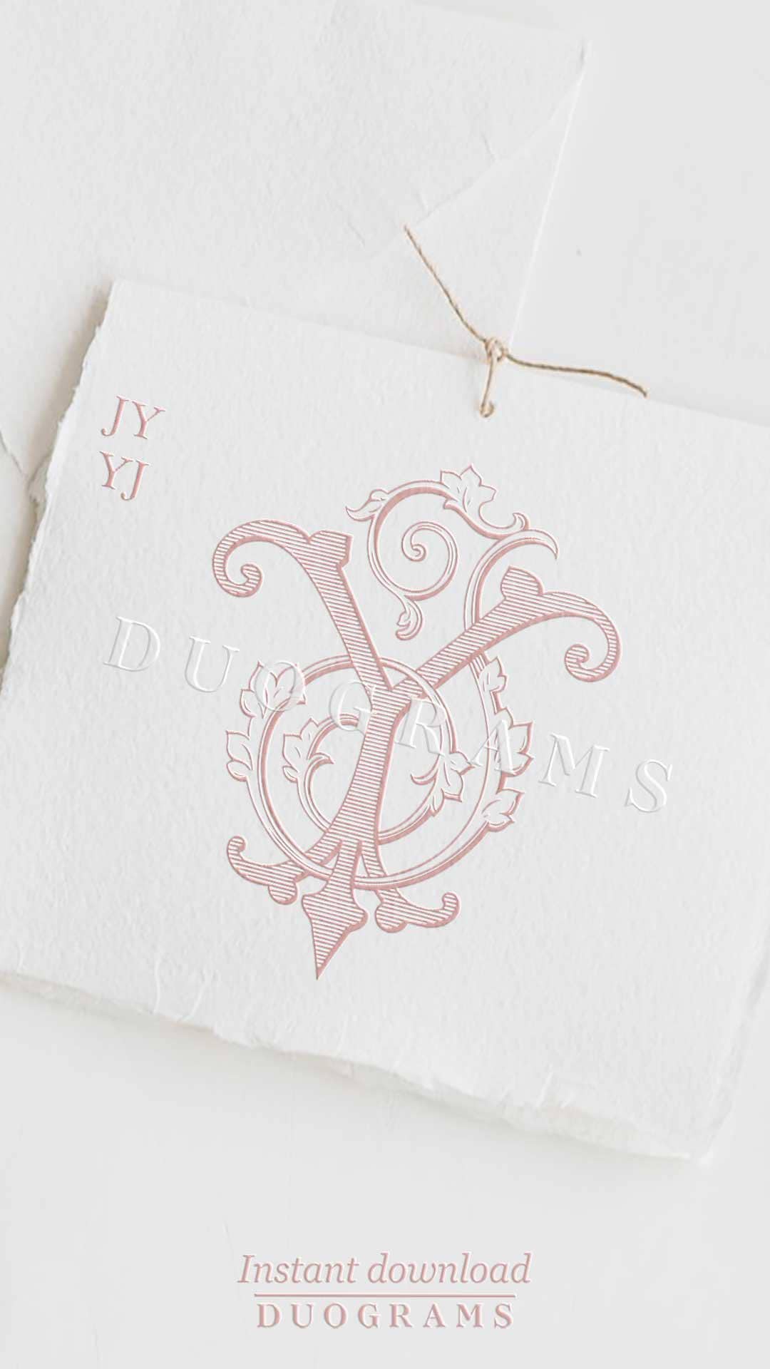 JY YJ Vintage Wedding Monogram Logo Design SVG 2-letter