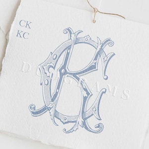 Vintage Monogram Logo CK or KC Two Letter Monogram Design C K Wedding Initials SVG & Png Free Bonus Wreaths Included