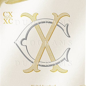 CX XC Vintage Wedding Monogram Logo Design C X Digital Download + 2 Free Wreath SVG