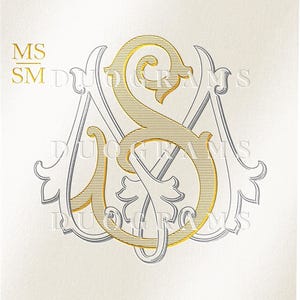 Classic Wedding Monogram Logo Design MS or SM Duogram M S Interlocking Two Letter Monogram  S M Digital Download Svg & Png