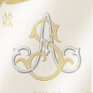 Vintage Monogram Logo Design AS SA Monogram Wreath SVG Digital Download