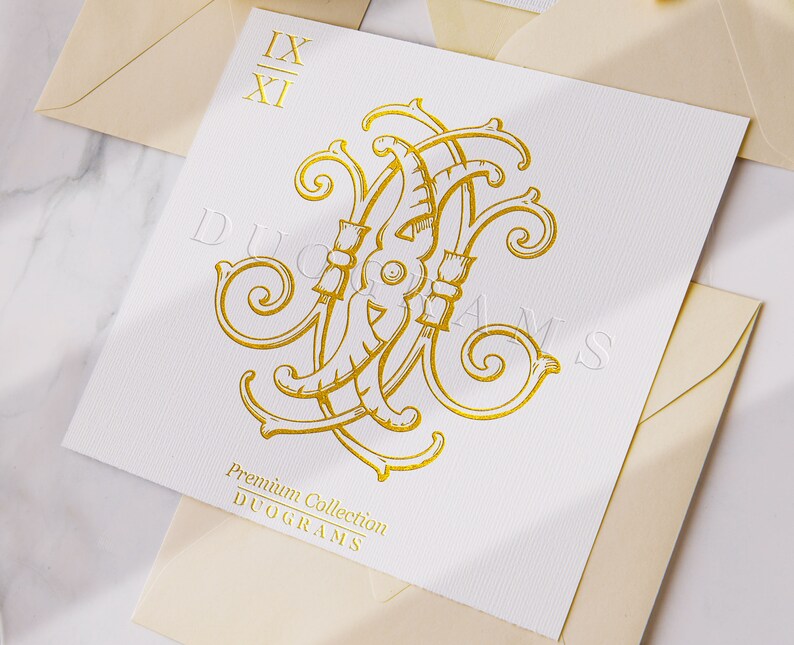 IX XI Vintage Monogram Logo Design X I Initials + 2 Free Wreath SVG - Etsy