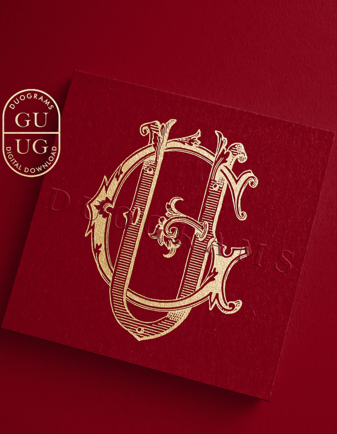 GU UG Vintage Monogram Logo Design G U Digital Download + 2 Free ...