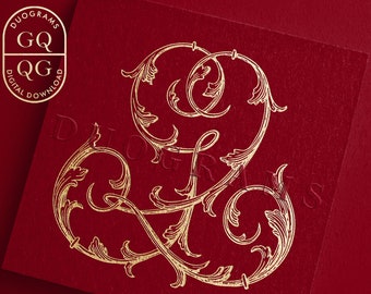 Vintage Wedding Monogram Logo GQ QG Monogram Wreath SVG