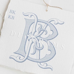 Interlocking Vintage Monogram BK or KB Two Letter Monogram Logo Design B K Wedding initials SVG & Png Instant Download