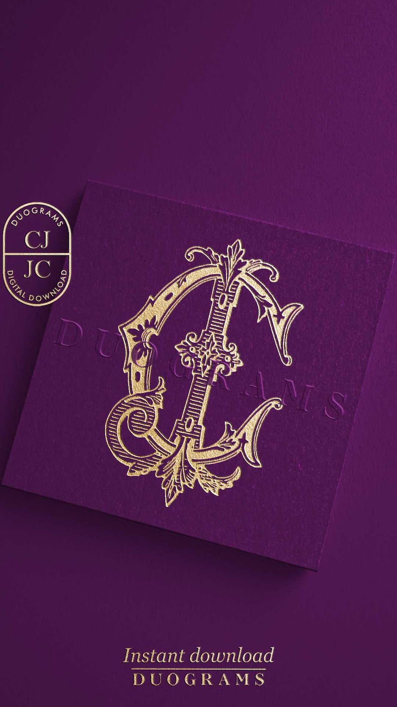 CJ JC Vintage Wedding Monogram Logo Design SVG Two Letters Monogram C J ...