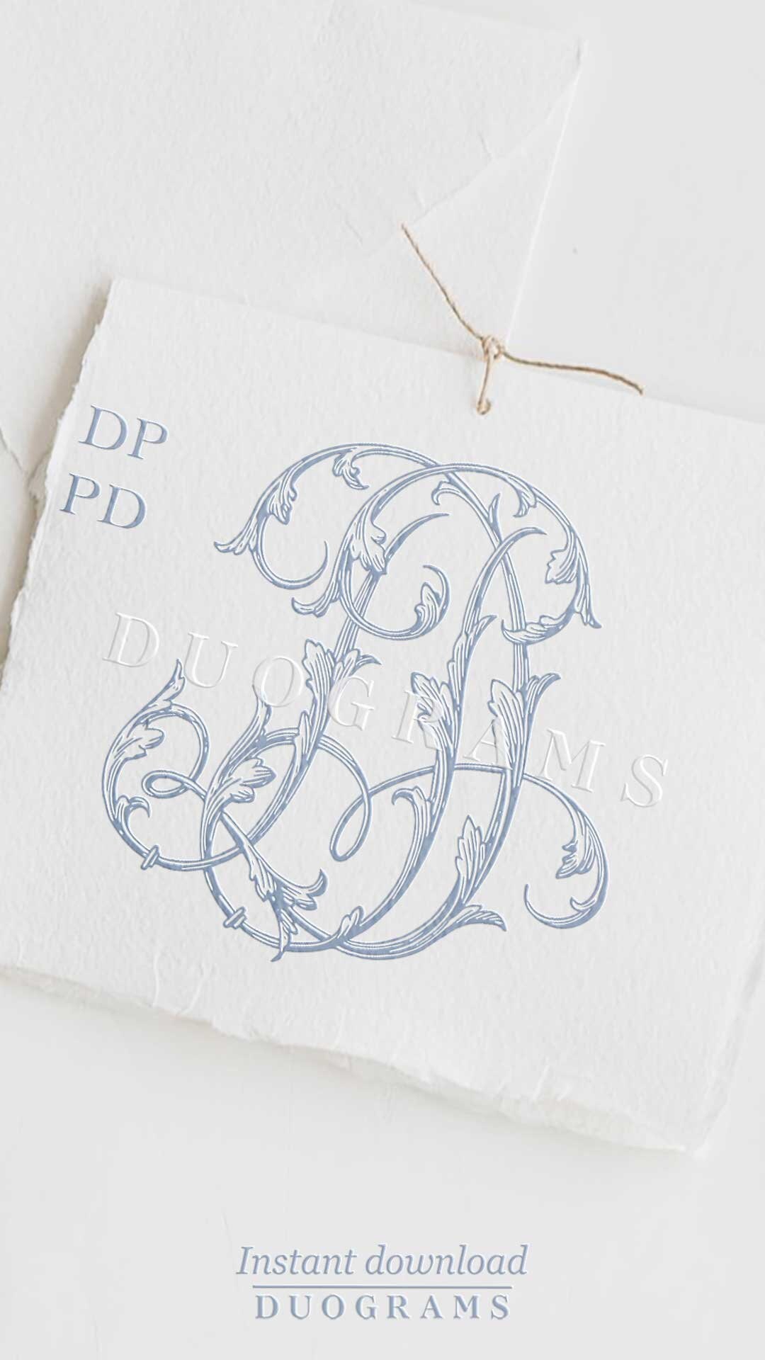 DP PD Vintage Wedding Monogram Logo Design D P 2-letter Monogram P D ...