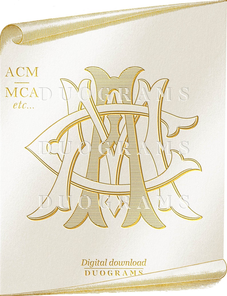 Acm Monogram 3 Letter Wedding Monogram Logo ACM or MCA or CMA Interlocking Monogram ...
