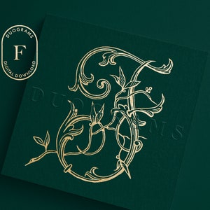 F Floral Wedding Single Monogram Letter Design F One Letter Monogram ...