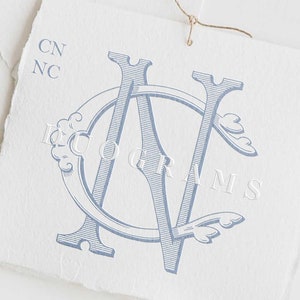 Diseños de logotipos de monogramas para bodas CN o NC Monograma de dos letras entrelazadas C N Iniciales de boda + 2 coronas gratis
