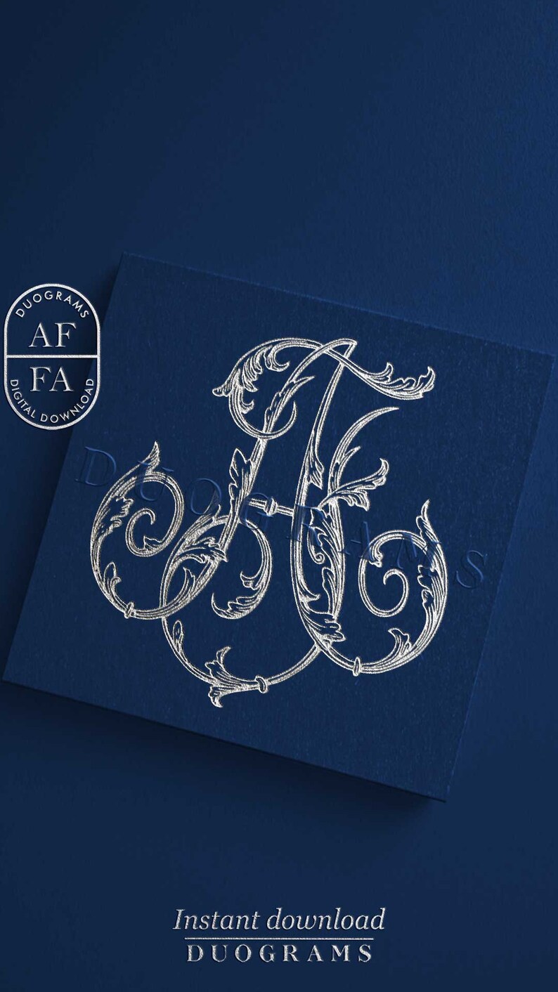 AF FA Vintage Wedding Monogram Logo Design A F Digital Download F A Two ...