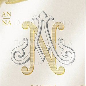 AN NA Wedding Monogram Logo Design A N  Monogram Wreath SVG Digital Download