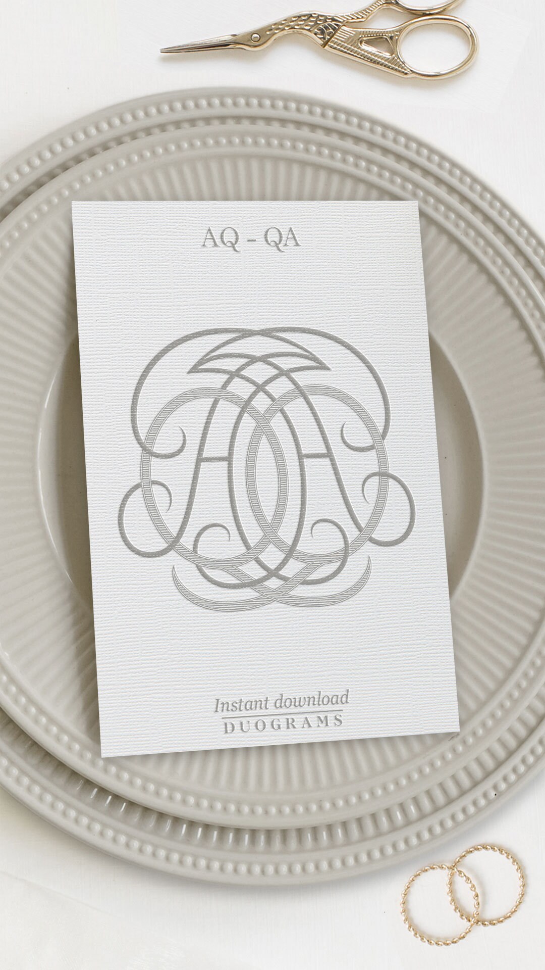Vintage Monogram Logo Design AQ QA Monogram Wreath SVG Digital Download ...