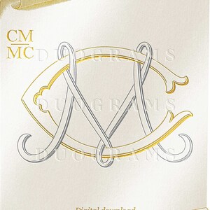 2-Letter Monogram CM or MC, Wedding Monogram Logo Design,  Wedding initials SVG & Png Instant Download, Bonus Wreaths Included